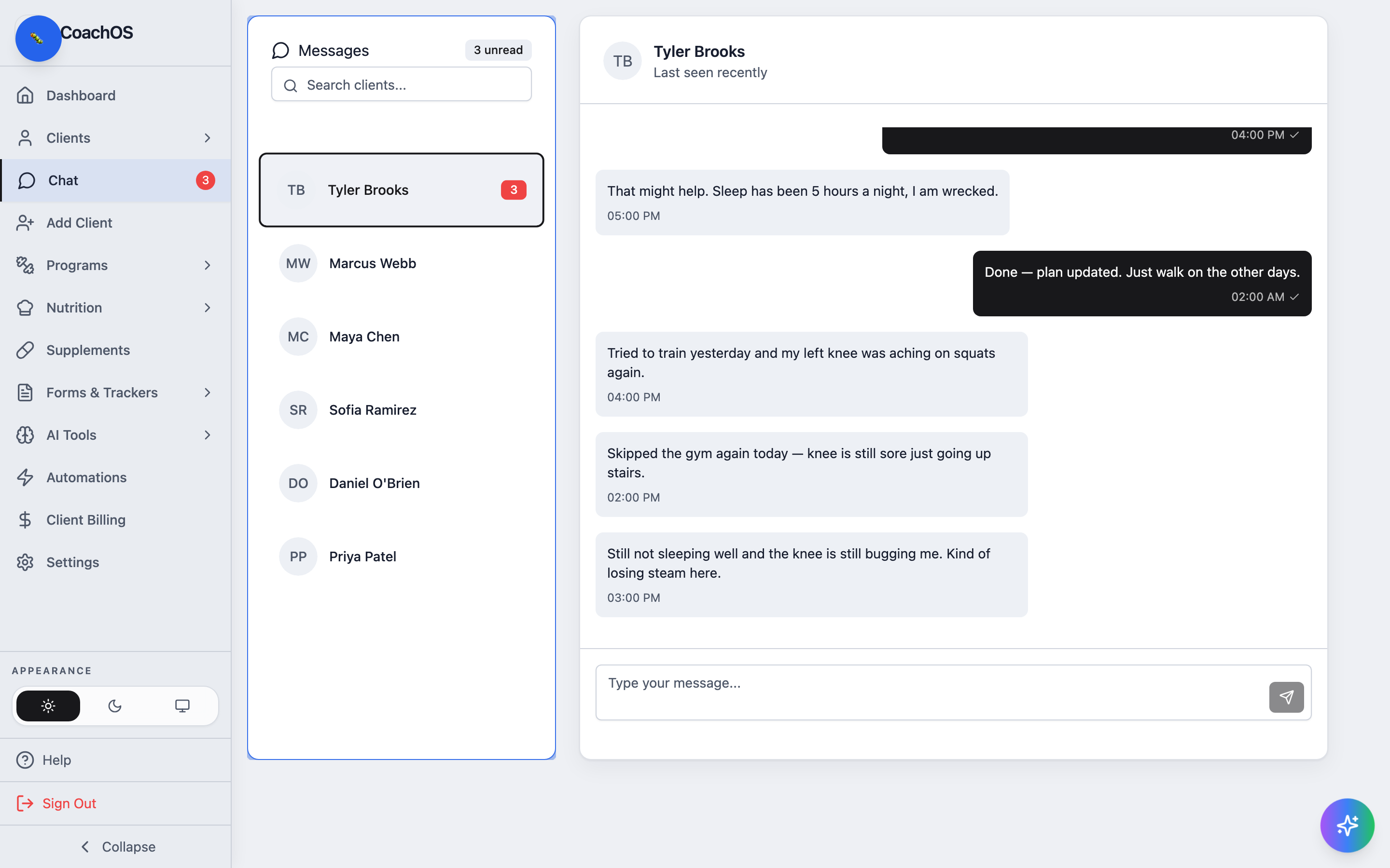 An open message thread with the conversation history