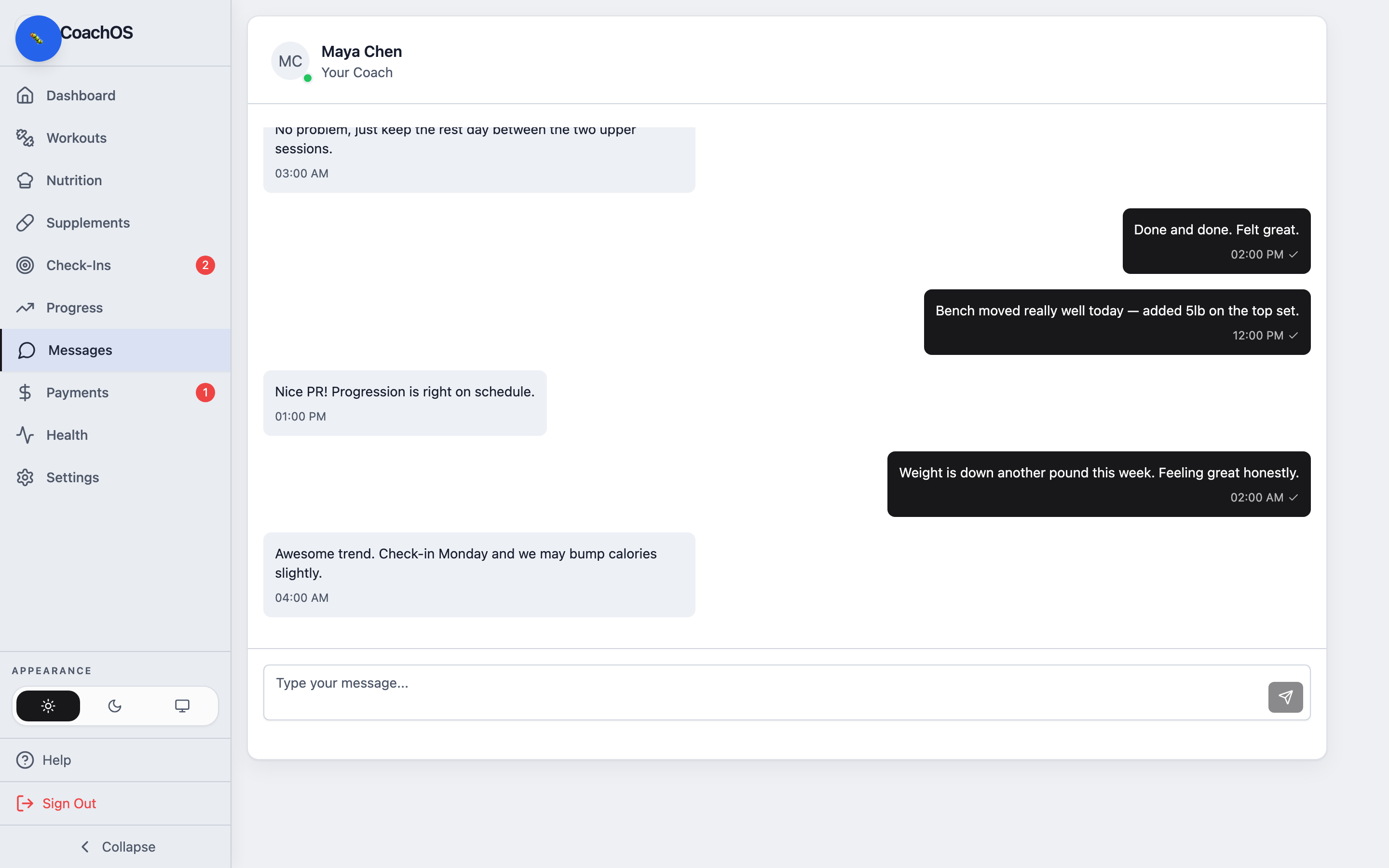 The client chat with the coach